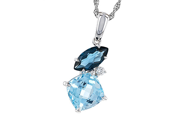 F274-95182: NECKLACE 2.37 TW BLUE TOPAZ 2.40 TGW